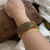 Single Line Kundan Bangle-Opaque- green-G3613